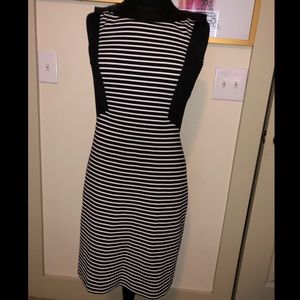 Anne Klein black and white striped dress